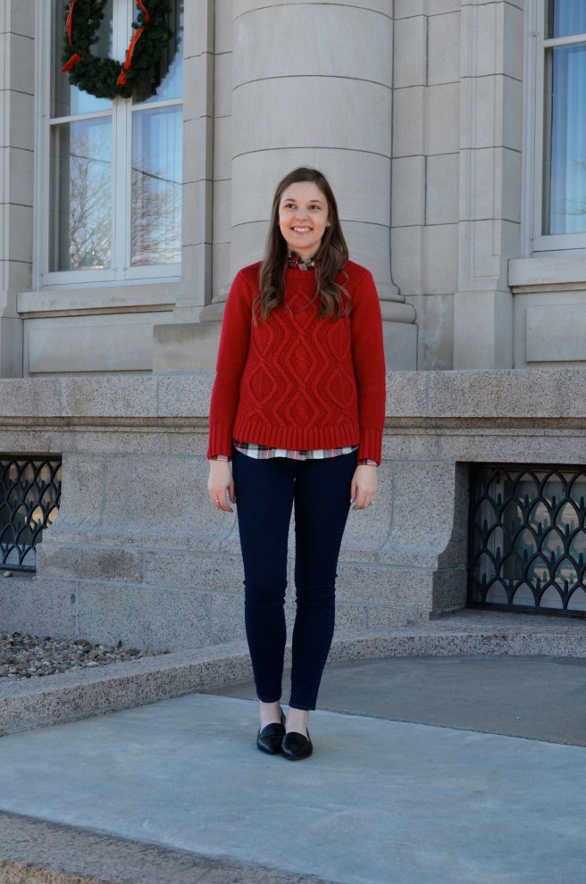 Red Sweater, Loafers &amp; Plaid Shirt_1628